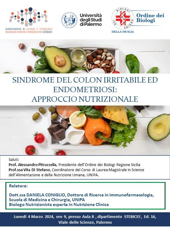 Sindrome del Colon Irritabile ed Endometriosi: Approccio Nutrizionale. Secondo appuntamento del ciclo di seminari del C.D.L in Nutrizione Umana