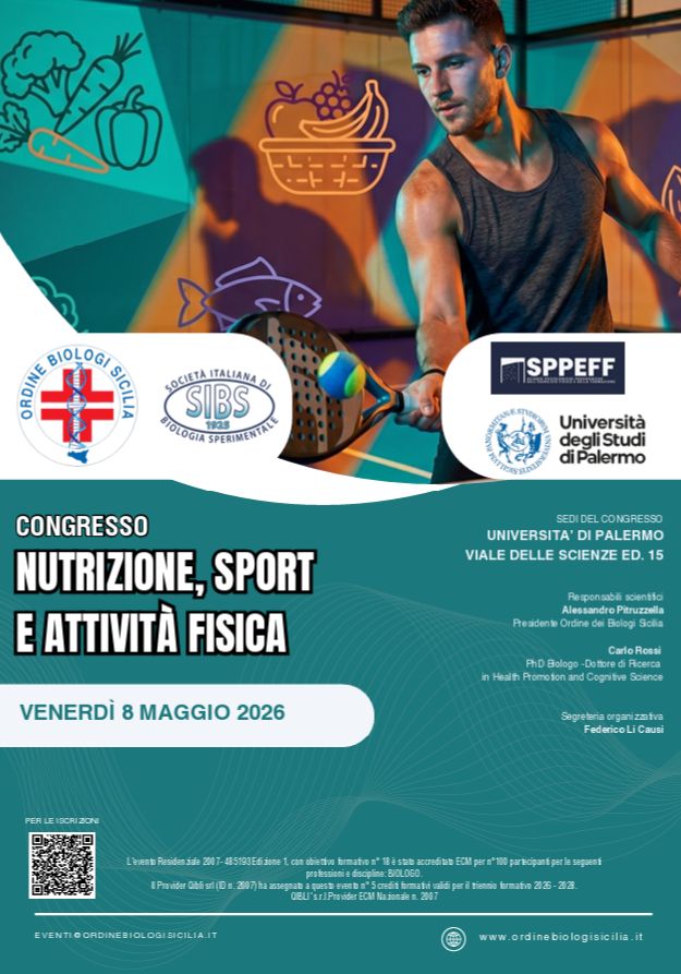 Nutrizione e Sport: 8 Maggio il congresso a Palermo